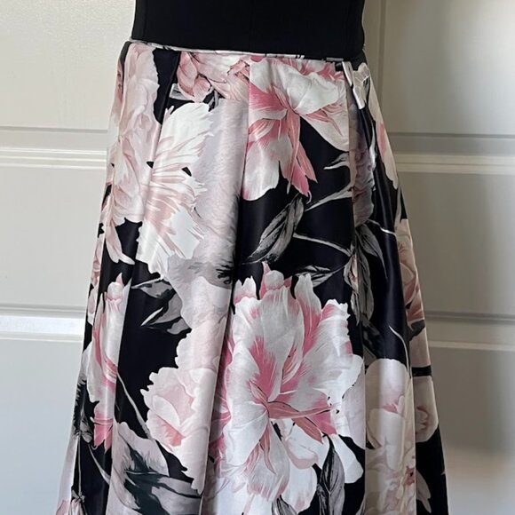 Betsy & Adam Black Pink Floral Off-The-Shoulder Fit & Flare Dress Size 2 - Picture 9 of 16